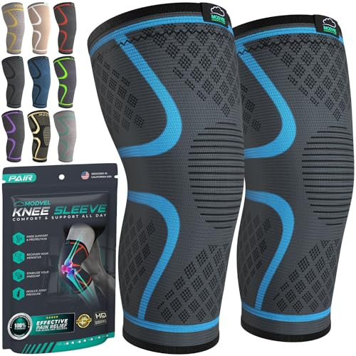 MODVEL Paquete de 2 rodilleras de compresión para hombres y mujeres, rodilleras para correr, ortopédicas para el alivio de rotura de menisco, artritis y malestar articular (XXL)