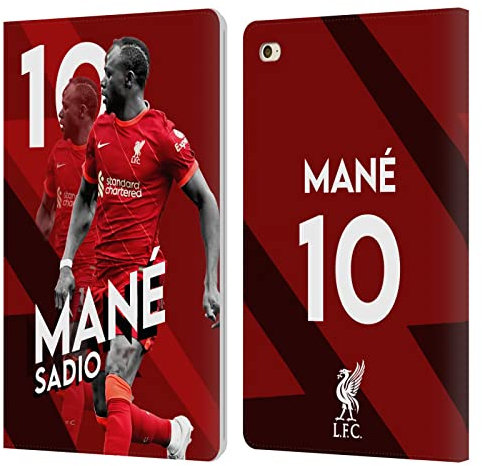 Head Case Designs Licenciado Oficialmente Liverpool Football Club Sadio Mané 2021/22 Primer Equipo Carcasa de Cuero Tipo Libro Compatible con Apple iPad Mini 4