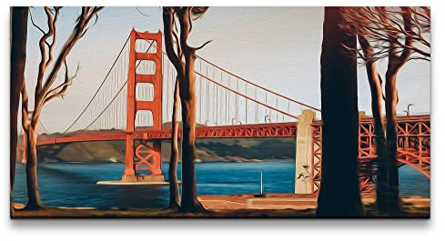 Paul Sinus Leinwandbild 120x60cm Golden Gate Bridge San Francisco Schön Kunstvoll