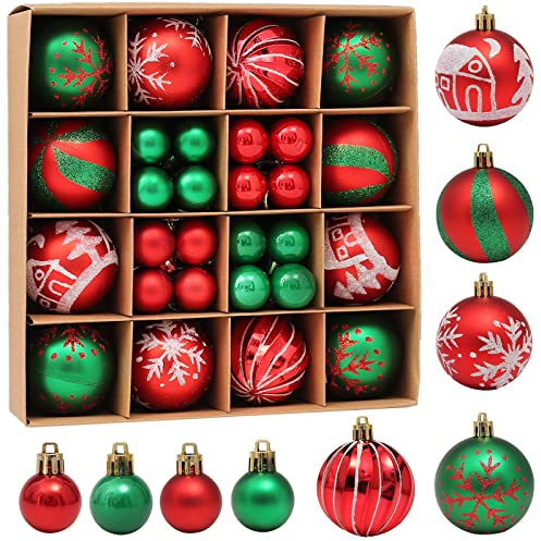 LIAMERHE Weihnachtsbaumschmuck-Set 42 Stück Weihnachtskugeln Baumschmuck Christbaumkugeln Weihnachtsbaum Deko für Weihnachten Hochzeit Party