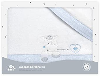 various Interbaby - Juego de Sábanas de Invierno para Minicuna en Coralina (BCO/Azul Amoroso)