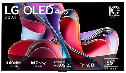 LG OLED65G39LA TV 165 cm (65 Zoll) OLED evo Fernseher (Gallery Design, Brightness Booster Max, 120 Hz) [Modelljahr 2023]