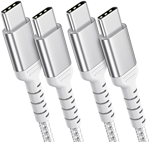 ULIFTUS USB C Kabel [2M, 2Pack], Nylon 60W 3A USB C auf USB C Ladekabel Typ C Schnellladekabel für iPhone 15/15 Pro Max, iPad Pro, Samsung, MacBook, Google Pixel, Huawei, Xiaomi (Silber)