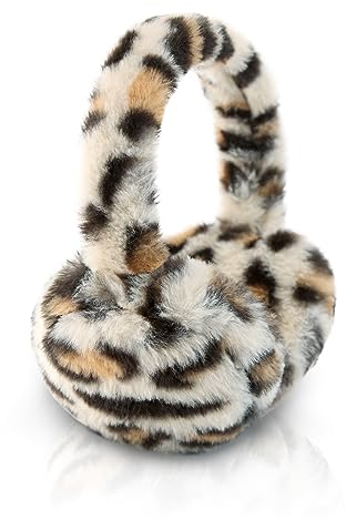 SEYUFN Cache Oreilles Femme Hiver Pliables Cache Oreille Fille Fourrure Chaud Cache Oreille Enfant Garcon Doux Chauffe-oreilles de Mignon (A-léopard clair)