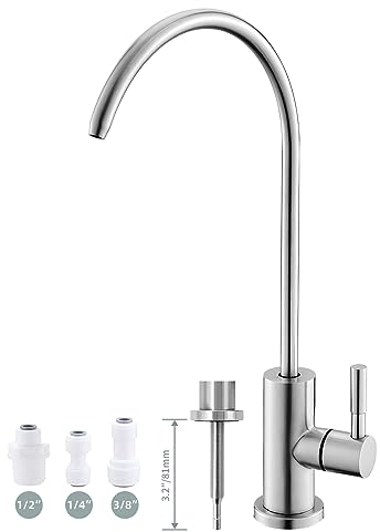 Trinkwasserhahn, einfach zu installierender Spülbecken-Wasserfilter-Wasserhahn, bleifreier Umkehrosmose-Wasserhahn für Küchenspüle, gebürstetes Nickel, SUS304 Edelstahl, groß
