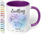 Sternzeichen Tasse mit Namen, Datum und 12 Sternenbilder personalisiert – 330ml Keramik Kaffeebecher, kleine Geschenke für Kollegen Frauen Männer Büro Geburtstag Weihnachten (Violett)