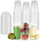 SENENQU 100 Pack 16oz Plastic Smoothie Cups with Dome Lids, 500ml Plastic Cups with Lids, Reusable Milkshake Cups for Juice Smoothie Tea Coffee Takeaway Restaurants