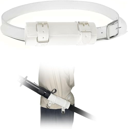 Katana Schwerthalter mit Gürtel, robuster Gürtel für bequemes Tragen, perfektes Zubehör für Nachstellungen, Cosplay- und Samurai-Fans, Samurai-Fans (Weiß)