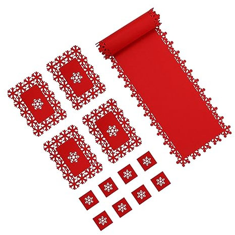 BESTonZON 1 Satz Filz Tischsets Weihnachtstischdecke Tischwäsche Esszimmerdekoration für den Tisch Weihnachtsuntersetzer Tassenunterlage aus Filz Esstisch Ornament Getränke schmücken Schal