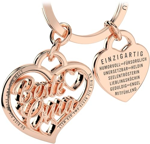 LANOLU Schlüsselanhänger Beste Oma, Anhänger beste Oma Schlüsselanhänger, Geschenk für Oma zum Muttertag, Geburtstagsgeschenk für Oma, Herz mit Eigenschaften deiner Oma