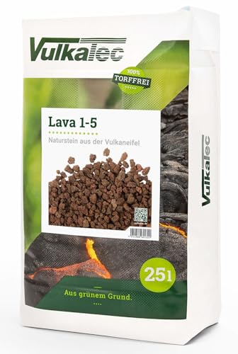 Vulkatec Lava 1-5 mm 25l Lavasplitt für Mulchen, Wegbelag, Dränschicht und Unkrautunterdrückung