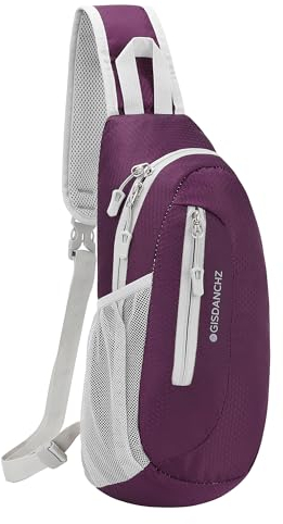 PivotWing Brusttasche Herren Damen, Sling Bag Schultertasche Damen Herren Leicht Wasserdicht Umhängetasche Reisen Gehen Outdoor Crossbody Bag Shoulder Chest Bags Day Packs Lila