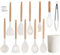 Kitchen Utensil Set 12 PCS Silicone Cooking Utensils Set with Wooden Handle, Heat Resistant, Nonstick Cookware Tongs Spatula Spoon Set Dishwasher Safe Best Kitchen Tools with Holder (White)
