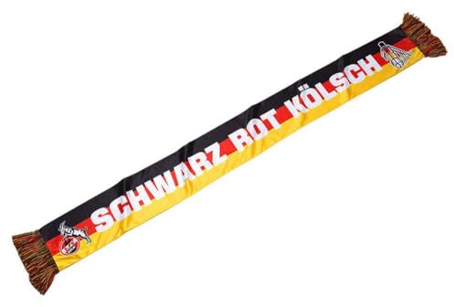 1. FC Köln Schal - SCHWARZ ROT KÖLSCH - Printschal | Fanschal in Seidenoptik - Plus Aufkleber I love Köln