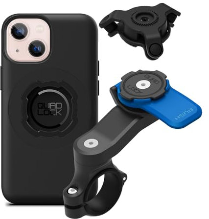 QUAD LOCK Soporte de Teléfono para Manillar de Moto con Amortiguador de Vibraciones y Funda mag para iPhone 13 Mini
