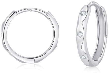 Cangall Creolen Silber 925 Klein, 925 Sterling Silber Damen Creolen mit Zirkonia, Hypoallergen Ohrringe Kreolen Silber 925 für Frauen Mädchen, Unisex Schlafen Knorpel Kreolen Klein Huggie Ohrringe