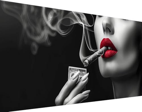 Diamond Painting Red Lips Diamond Art Kits Adults, 5D Diamond Art Woman Large Diamond Painting Kits for Adults, DIY Diamond Art Square Drill Crystal Gem Embroidery Crafts, Home Wall Decor 60x120cm 1-2