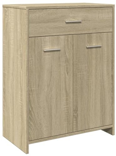 vidaXL Bathroom Cabinet Storage Vanity Unit - Sonoma Oak Engineered Wood Modern Design - 60 x 33 x 80 cm - Ample Storage