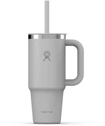 HYDRO FLASK - Travel Tumbler 709ml (24oz) mit verschließbarem Press-In-Strohhalmdeckel - Edelstahl - Doppelwandige Vakuumisolierung - Spritzwassergeschützter Deckel - Birch