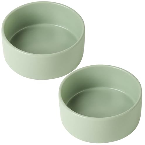 UBEE Ceramic Dog Bowl Set of 2, 5.1 inch Dog Dish Food Bowl, Pet Food Water Dish Feeding for Small Dogs and Large Cat, Sage Green