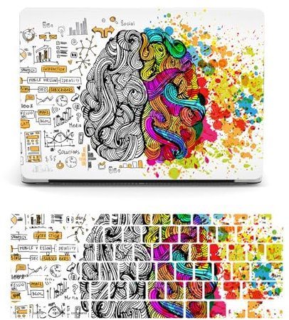 HLAAJJX Hülle Kompatibel mit MacBook Pro 16 Zoll A2485 A2780 A2991 M1 M2 M3 2021 2023 mit Liquid Retina Display Touch ID, Gedrucktes Muster Plastik Hartschale Matt Case & Tastaturschutz,Weiß&Gehirn