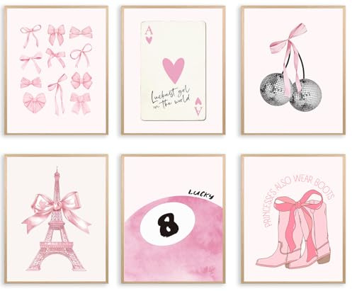 Décoration murale tendance rose coquette – Impressions d'art mural rose preppy, décoration de chambre à coucher – Affiches esthétiques pour chambre – Affiches esthétiques pour chambre – Décoration