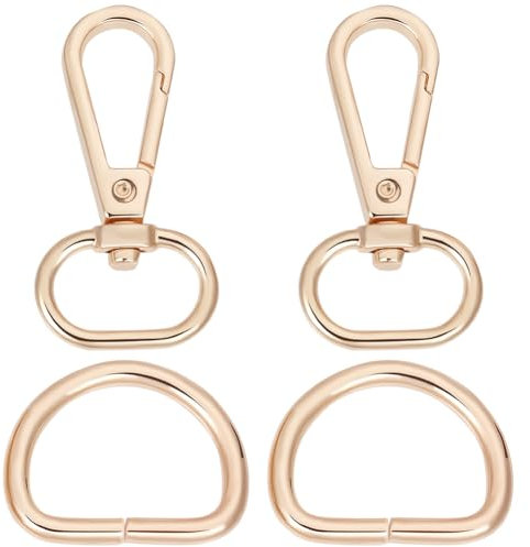 Beebeecraft 1 Scatola da 10 Pezzi Ganci Girevoli Moschettone in Lega d'oro Ganci Girevoli A Moschettone con 10 Pezzi di Anelli A D Cinturino di Ricambio per Borse Borse A Tracolla Portachiavi Collari