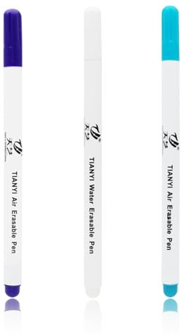 Rwoythk 3 StückTextilmarker Selbstlöschend, 3 Farben Wasserlöslich Trickmarker Löschbaren Stoff Markier Stifte für Stoff Markier und Lederhandwerk