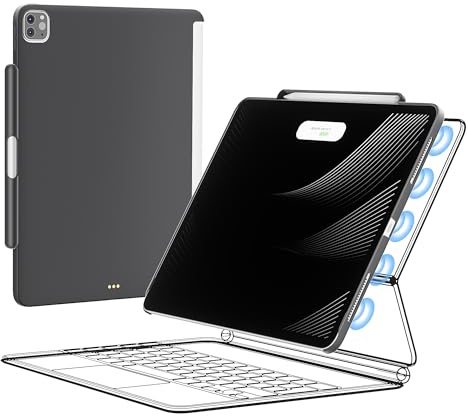 iPad Pro Case 12.9, Compatible with Magic Keyboard & Smart Keyboard Folio, Magnetic Slim Cover with Pencil Holder for 2018-2022 iPad Pro 12.9 inch 3rd-6th Gen (Keyboard Not Included) - Black