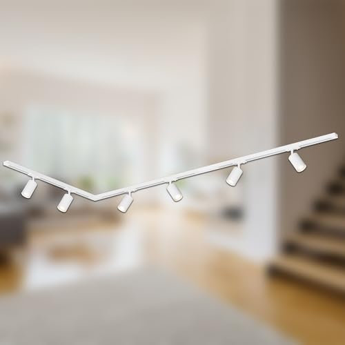 BRILONER - Juego completo de raíles electrificados, 6x focos GU10 orientables, forma de L, sistema de raíles en el techo, raíl para proyectores, proyector, 3m, blanco
