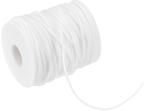 M METERXITY Cavo In Gomma Tubolare Cavo, 54,7 Iarde 2mm Filo Elastico Con Foro 1,2mm Fili Elastici Corde Da Parrucchiere Per Creazione Gioielli/DIY Artigianato/Collane/Braccialetti [Bianco]