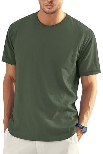 EKLENTSON Mens T Shirt Casual Cotton Crewneck Short Sleeve Tshirt Summer Gym Running Workout Tee Army Green XL