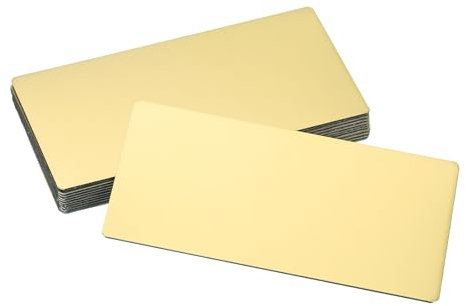 sourcing map 12 Pcs Blank Name Plates, 3.9 x 2 Engraved Metal Name Plate Laser Strong Adhesive Nameplate Anodized Aluminium Custom Blank Plates for Signs DIY Crafts, Gold