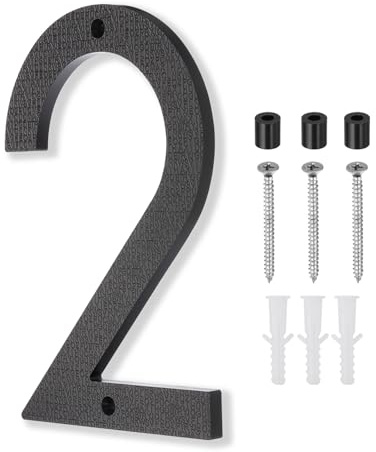 PATIKIL 10 Inch House Number, House Address Numbers Sign Large Floating Modern with Screws for Outside Door Wall Street, Black, 2