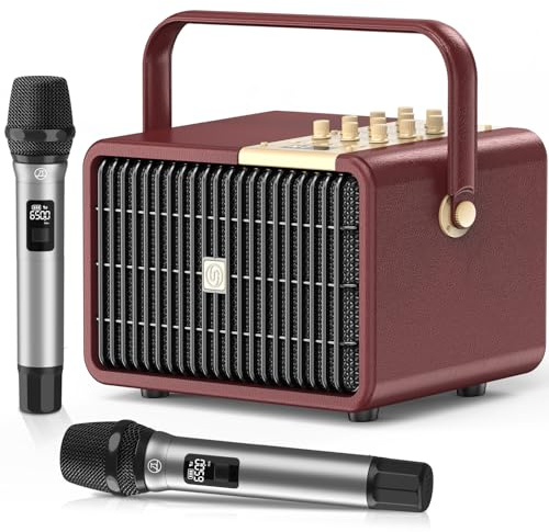 SUPNIU Máquina de Karaoke Portátil 320W Potencia Pico con Graves Profundos, Altavoz Bluetooth PA para Canto con 2 Micrófonos Inalámbricos UHF para Fiestas en Casa, Bodas y Eventos al Aire Libre.