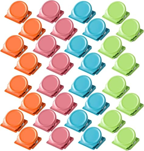 Mi Metty Magnetische Clips, magnetische Metall-Clips, Kühlschrankmagnete,Whiteboard, Wand, Kühlschrank, Magnete, niedliche Magnete, Metallclip für Haus, Büro (32pack)