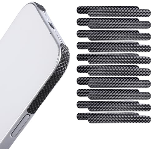 Ajcotahm 20 PCS Cell Phone Grip Tape, Black Non Slip Side Sticker Adhesive Grippy Bumper Frame Rubber Stickers for Phone Case Tablet Computer