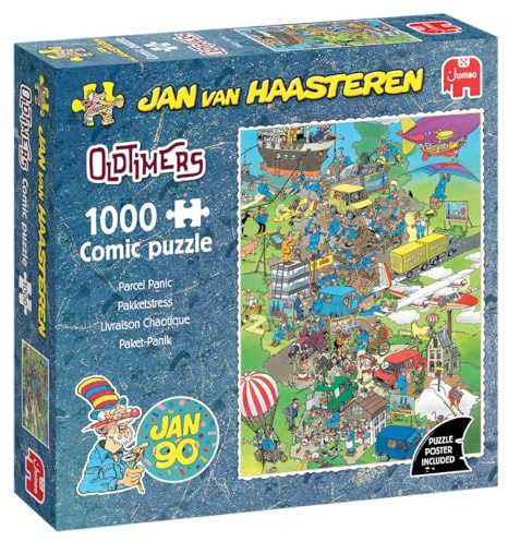Jan van Haasteren Parcel Panic, Oldtimers, 1000 Teile Puzzle Für Erwachsene | Lustiges, Kniffliges Wimmelbild Puzzle Für Geburtstag & Weihnachten – FSC-zertifizierte 68 x 49 cm – Jumbo
