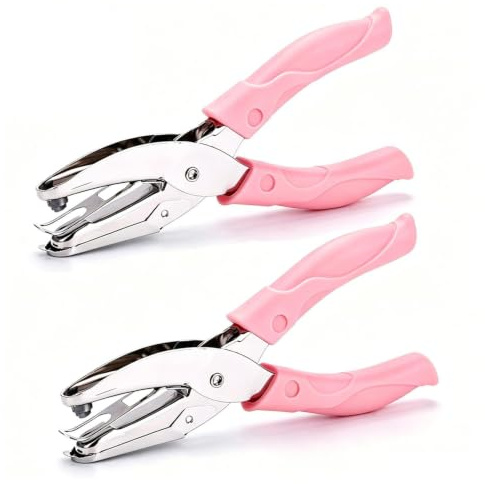 2Pcs 3mm/6mm Single Hole Paper Puncher,Pink Small Hole Punch with Soft Grip | Mini Hole Punch, Paper Hole Punch, Stainless Steel Pattern Notcher, Craft Hole Punch for Home Office School Supplies