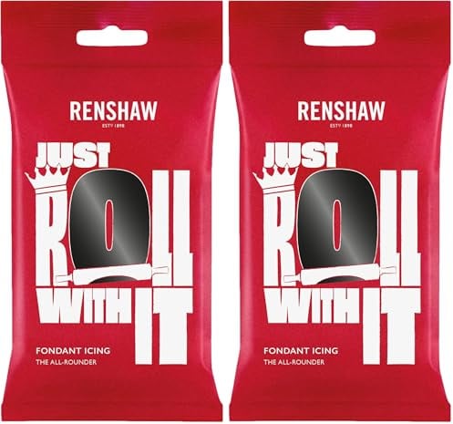 Renshaw Jet Black Ready to Roll Fondant Icing, 1 kg (Pack of 2)