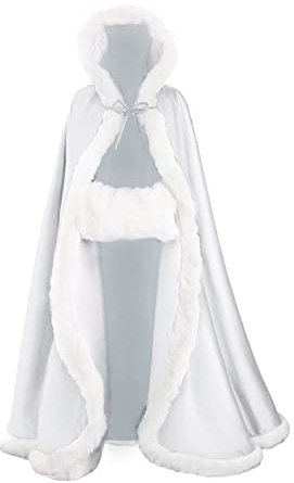 BEAUTELICATE Femme Cape à Capuche Longue Fausse Fourrure Manteau Poncho Avec Capuchon Vintage Chaude Pour Femme Mariée Mariage De Hiver Noël Halloween Médiévale Carnaval Deguisement