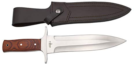 THIRD Jagdmesser 15023PW, mit satinierter 23 cm 440 Stahlklinge, Pakkawood-Griff, mit Ledertasche