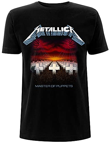 Metallica Master of Puppets Tracks_Men_BL_TS: M T-Shirt, Noir (Black Black), Medium Homme