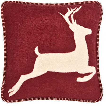 pad - Hirsch - Kissen, Zierkissen, Kissenhülle - 50 x 50 cm - Farbe: Rot - Kuschelweich - ohne Füllung