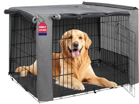 HiCaptain Hundekäfig-Abdeckung, zusammenklappbar, Metall, für 106 cm Drahtkäfig, 2 Töne, Grau