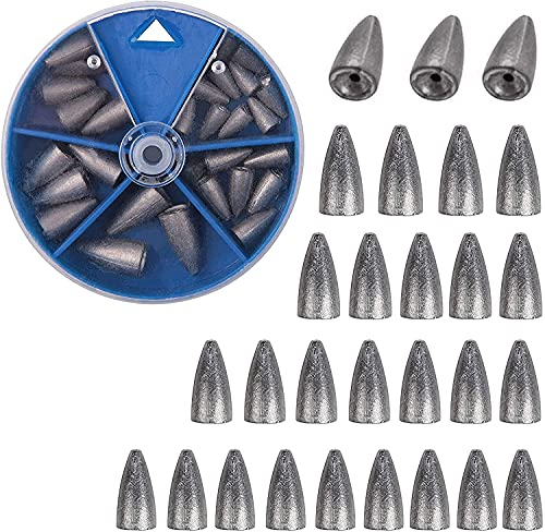 Angelgewichte Bullet Blei Angelsets 29pcs Angeln Gewichte Set Angelblei Carolina Ready Rigs Angelzubehör für Barsch Köder Zander Köder 1.75g 3.5g 5g 7g 10g