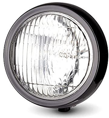 Alchemy Parts 5 Inch 127mm Gloss Black Motorcycle Headlight for Custom Chropper Roadster Cruiser Street Bike