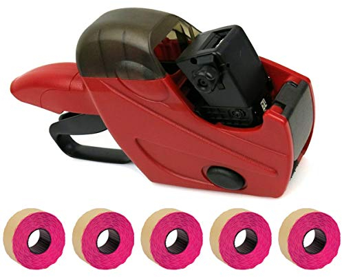 PB-Onlinehandel Preisauszeichner Set | UNO C6 Etikettier-Gerät | Hand-Auszeichner mit 7.500 Etiketten in leuchtpink permanent | robust und langlebig