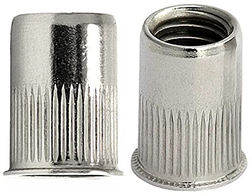 OPIOL QUALITY® Einnietmuttern kl. Senkkopf Rundschaft offen gerändelt M8x15 mm aus Edelstahl A2 V2A (50 Stück) Nietmuttern Muttern Senkkopfmuttern Blindnietmuttern
