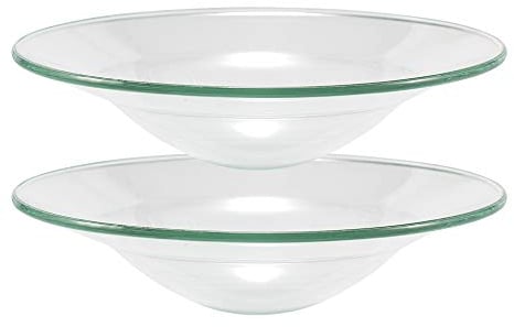 GreenCC 2 Pcs Electric Wax Burner Round Glass Dish (4.5 inch), Replacement Glass Dish Wax Melt Warmer Bowl Plate Lid Tray for Aroma Therapy Lamp Electric Lamps Oil and Tart Warmers